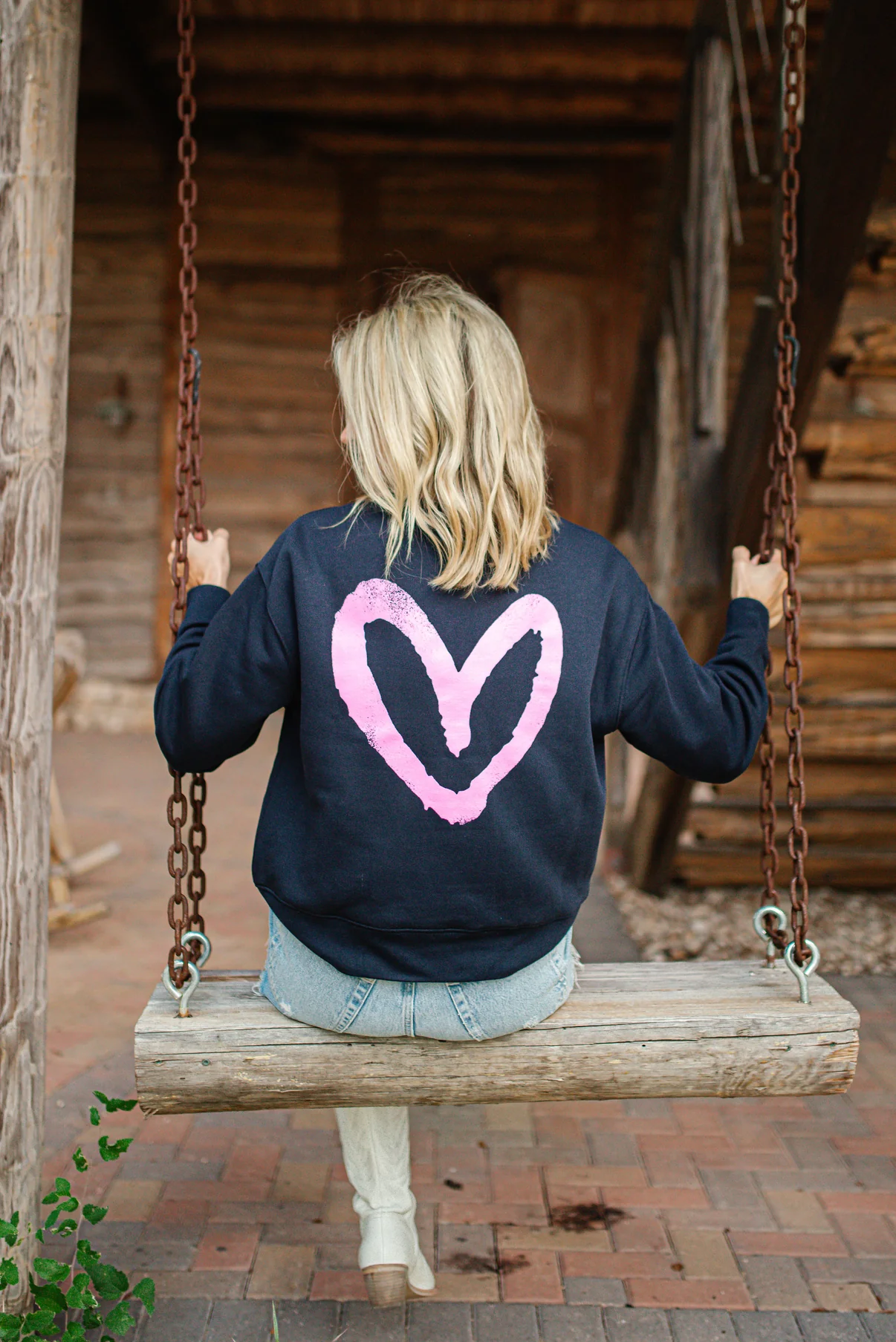 House of Shan Live What You Love Relaxed Graffiti Crewneck