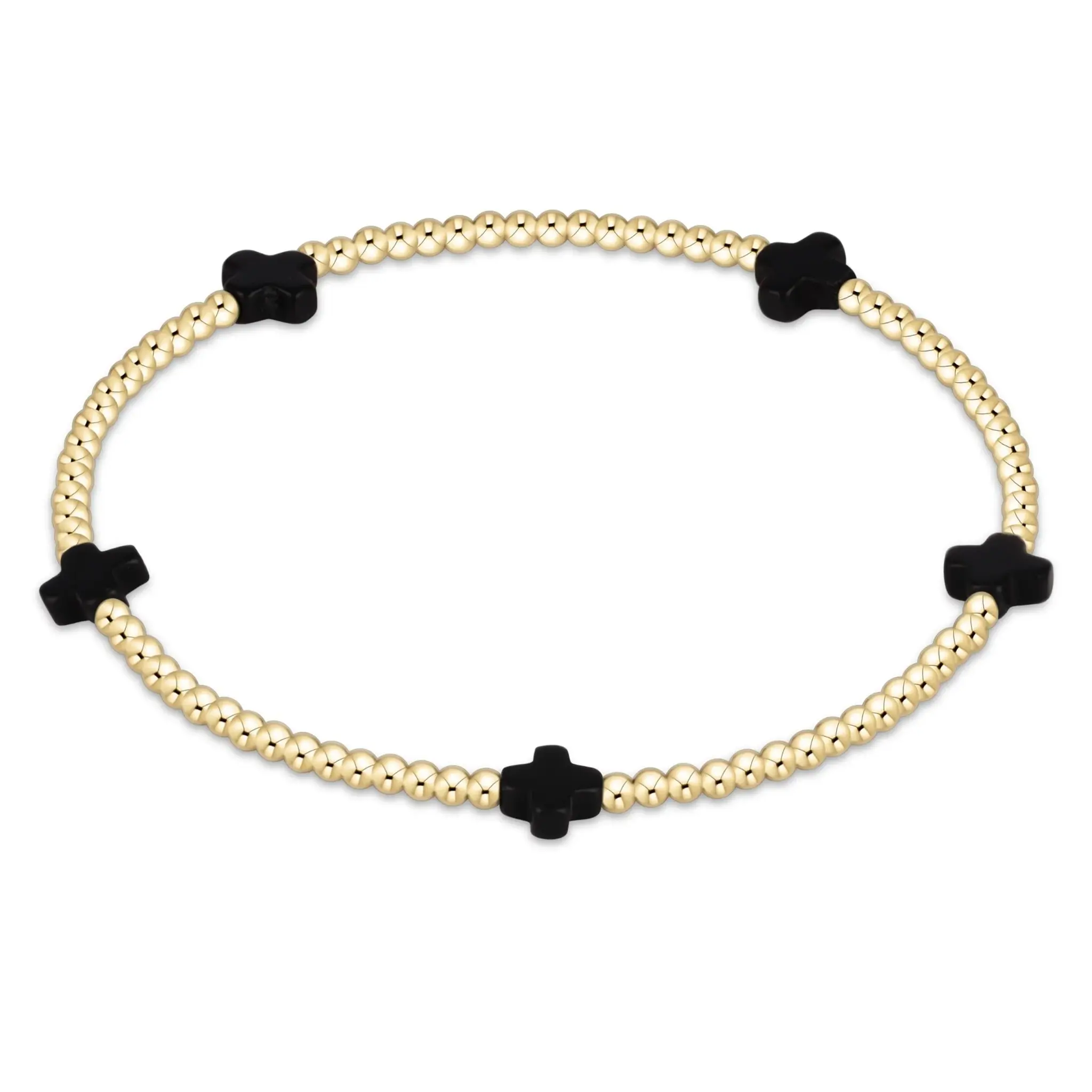 enewton Signature Cross Gold Pattern 2mm Bead Bracelet