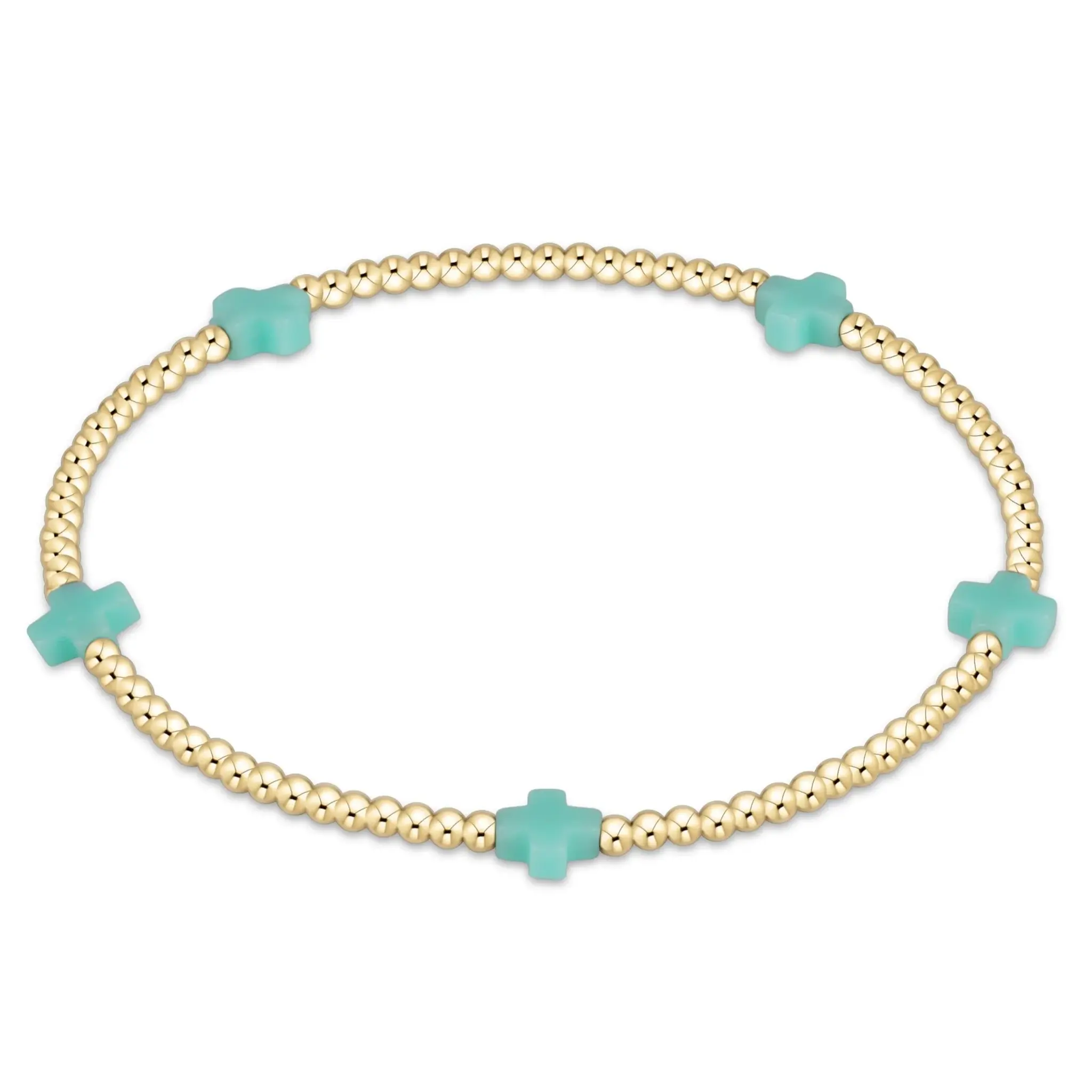 enewton Signature Cross Gold Pattern 2mm Bead Bracelet