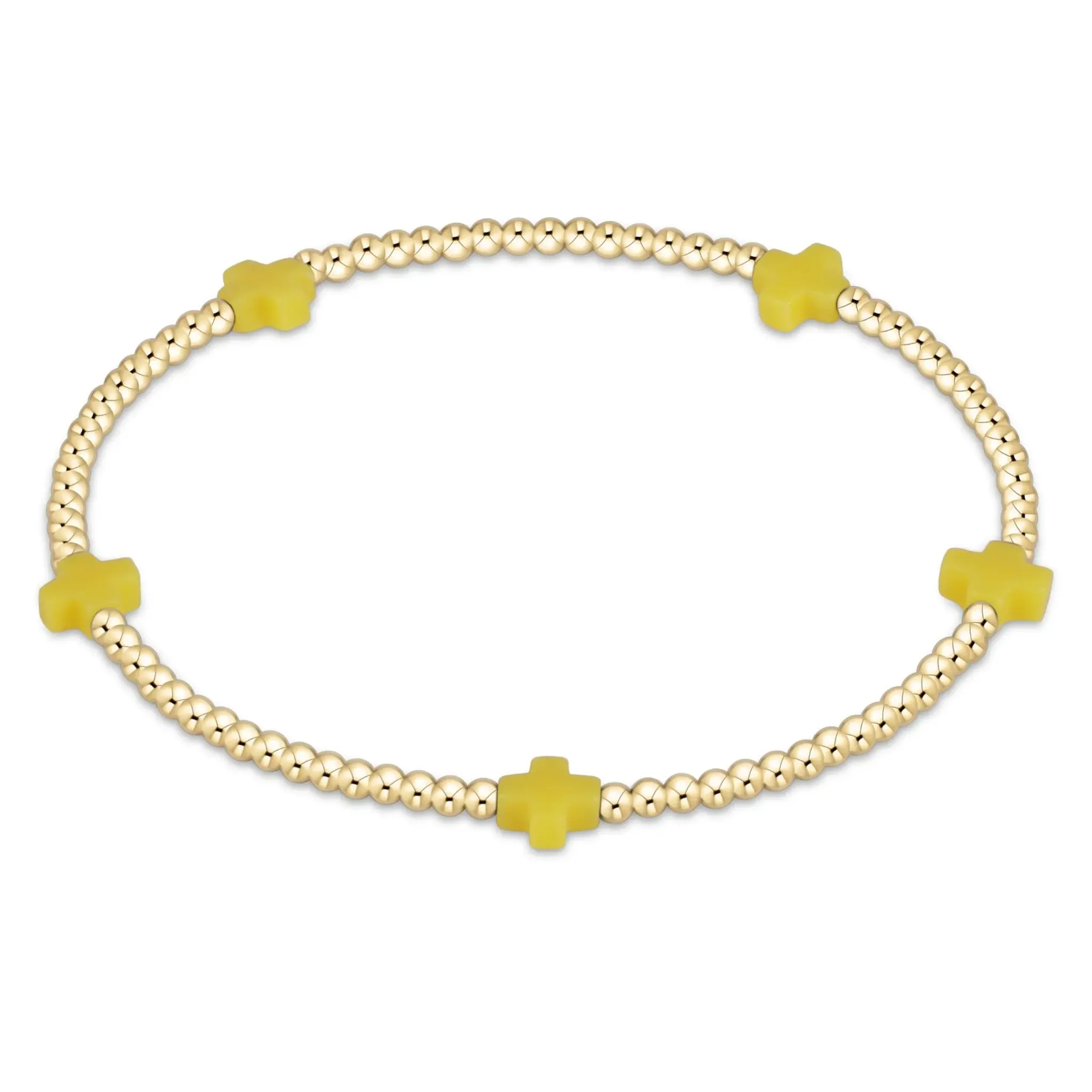 enewton Signature Cross Gold Pattern 2mm Bead Bracelet