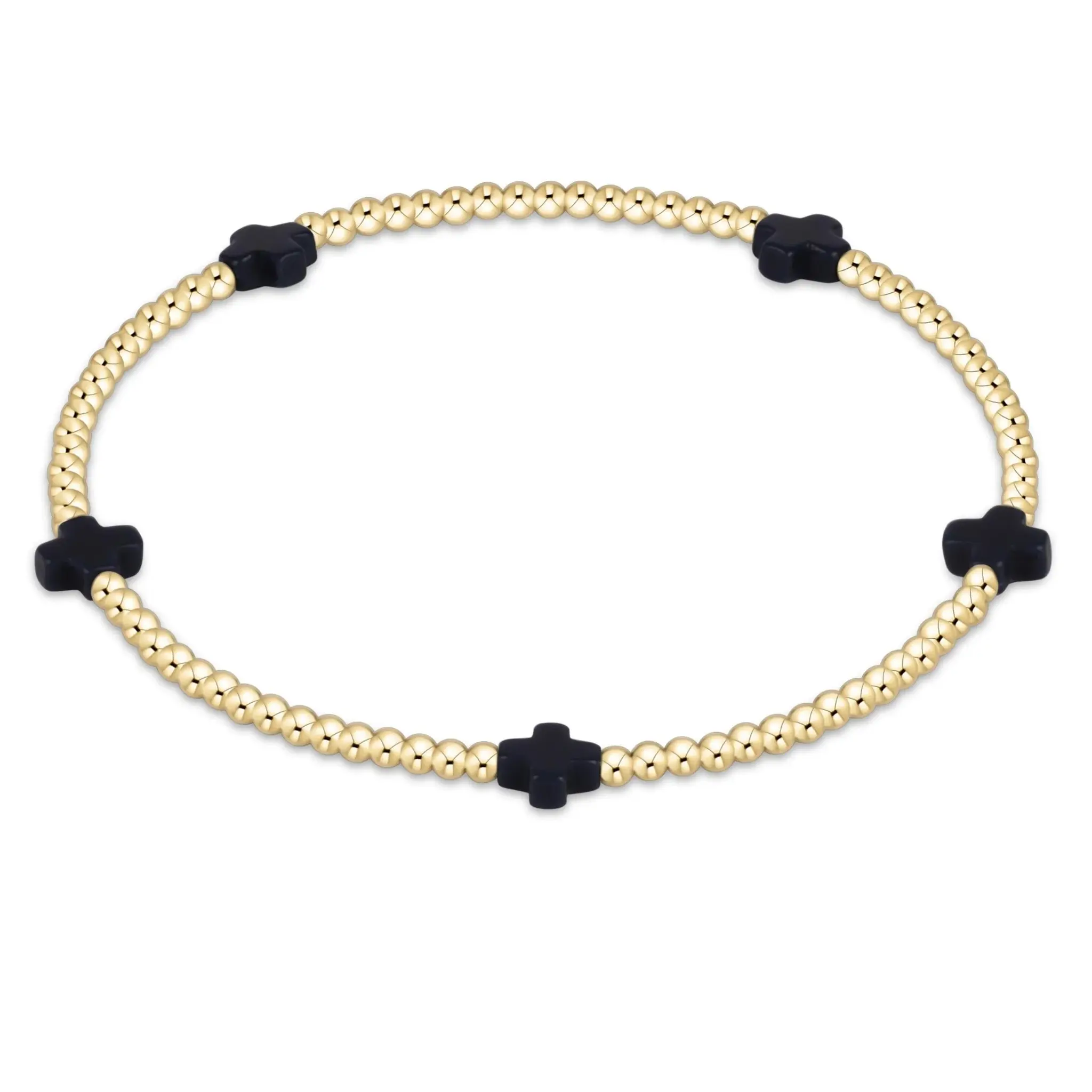 enewton Signature Cross Gold Pattern 2mm Bead Bracelet