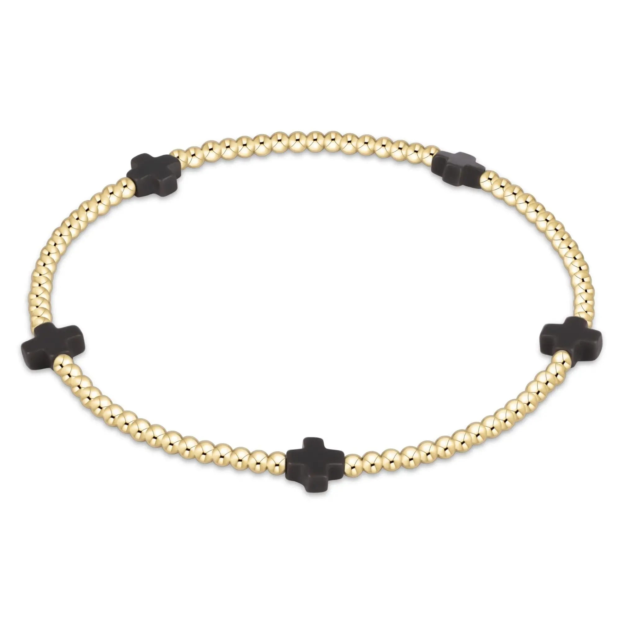 enewton Signature Cross Gold Pattern 2mm Bead Bracelet
