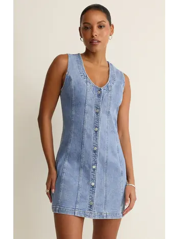 Z Supply Jolie Denim Seamed Mini Dress