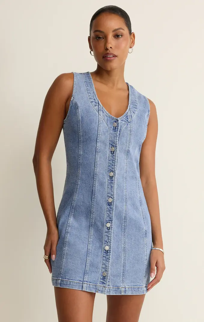 Jolie Denim Seamed Mini Dress - Love, Charlie