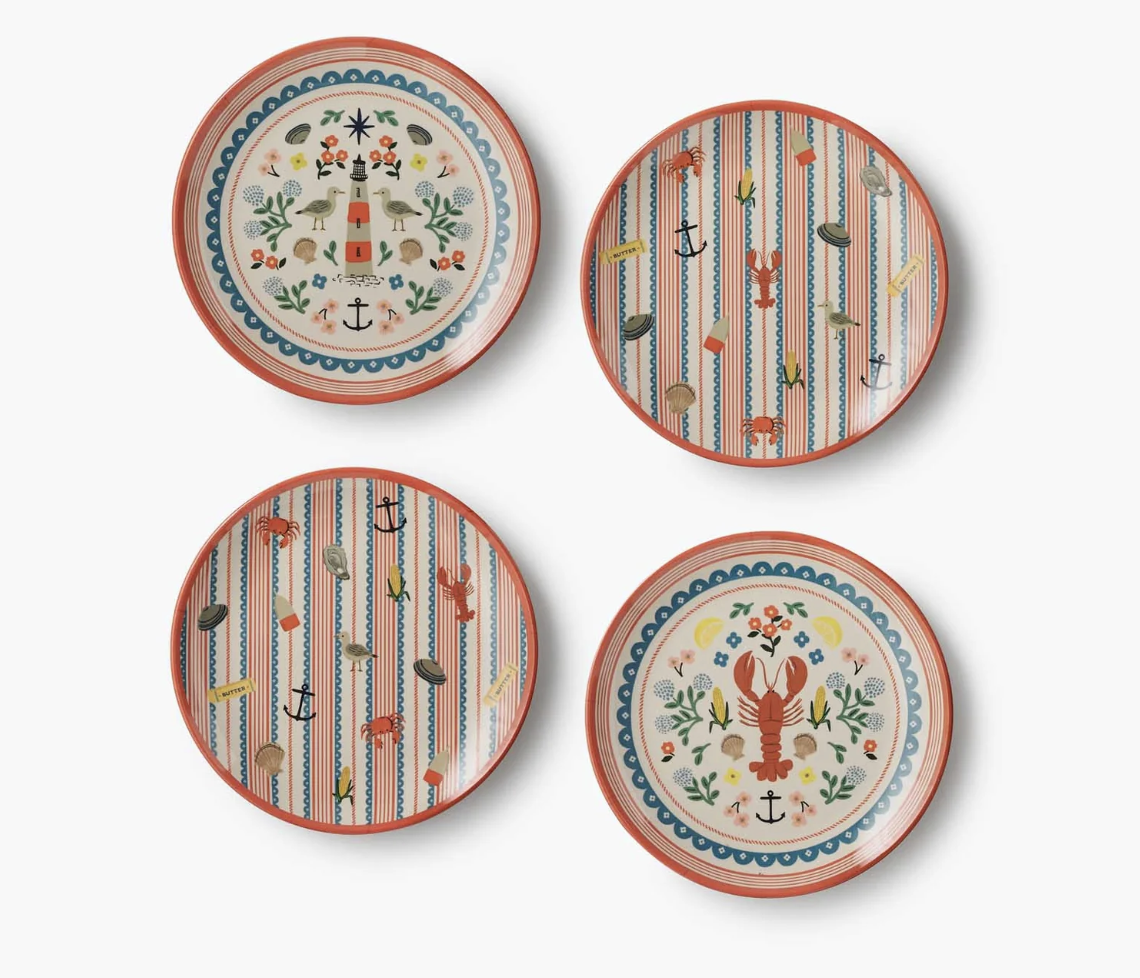 Rifle Paper Co Seaside Melamine Dessert Plate Set