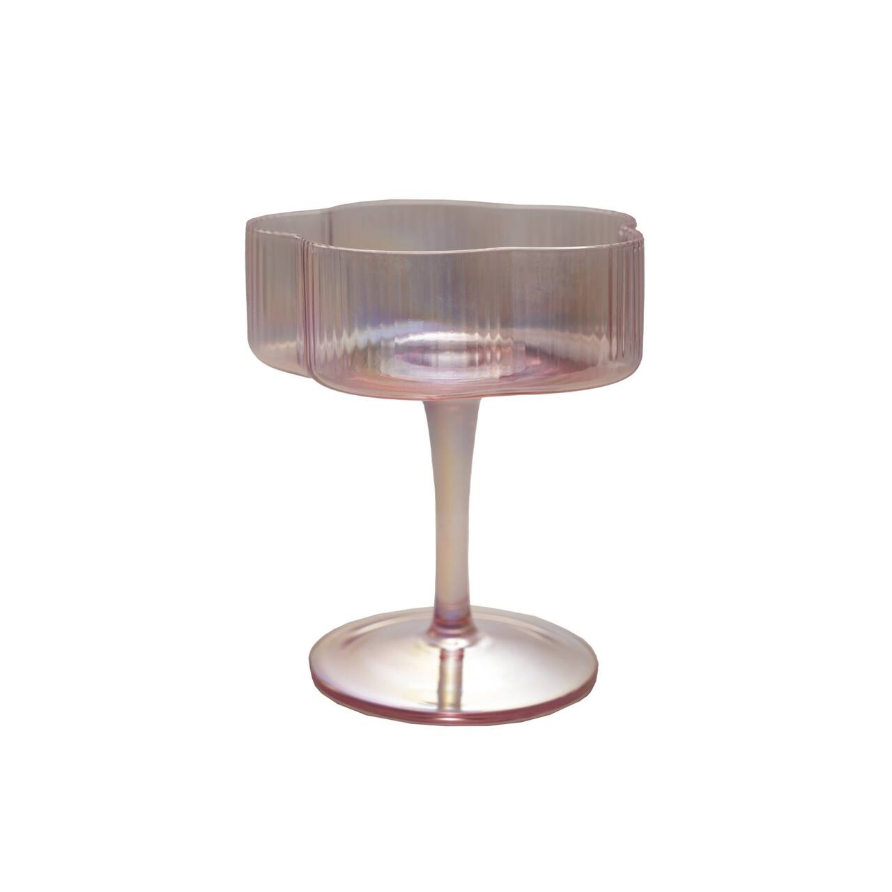 6oz Hand-Blown Pleated Flower Shaped Coupe Glass