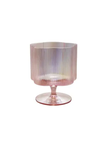 12oz Hand-Blown Pleated Flower Shapped Wine Glass