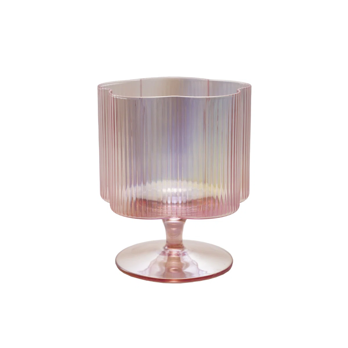12oz Hand-Blown Pleated Flower Shapped Wine Glass
