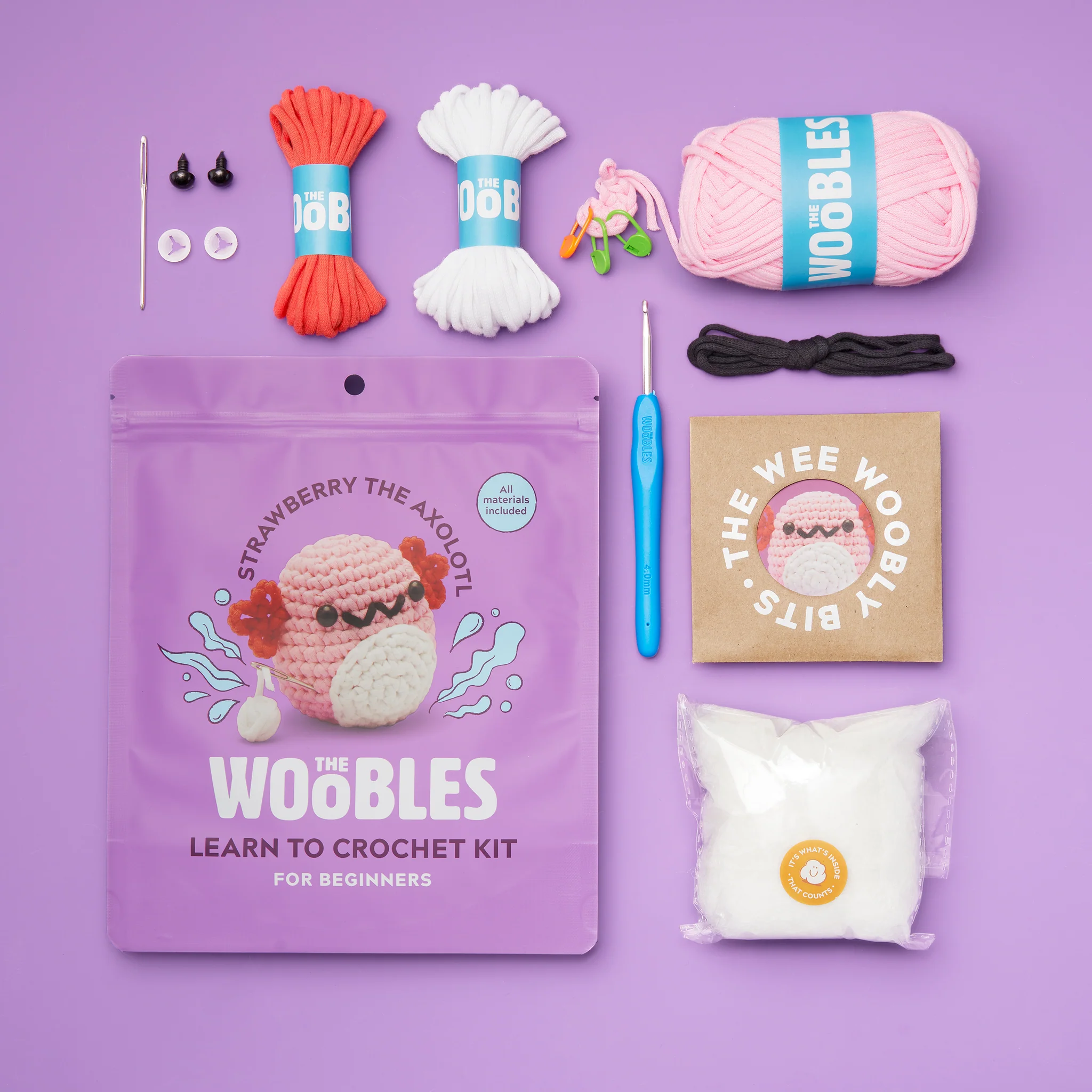 Woobles Strawberry the Axolotl Crochet Kit
