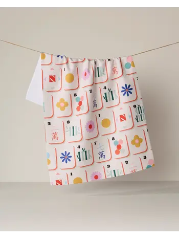 Geometry Tile Toss Tea Towel-Mahjong