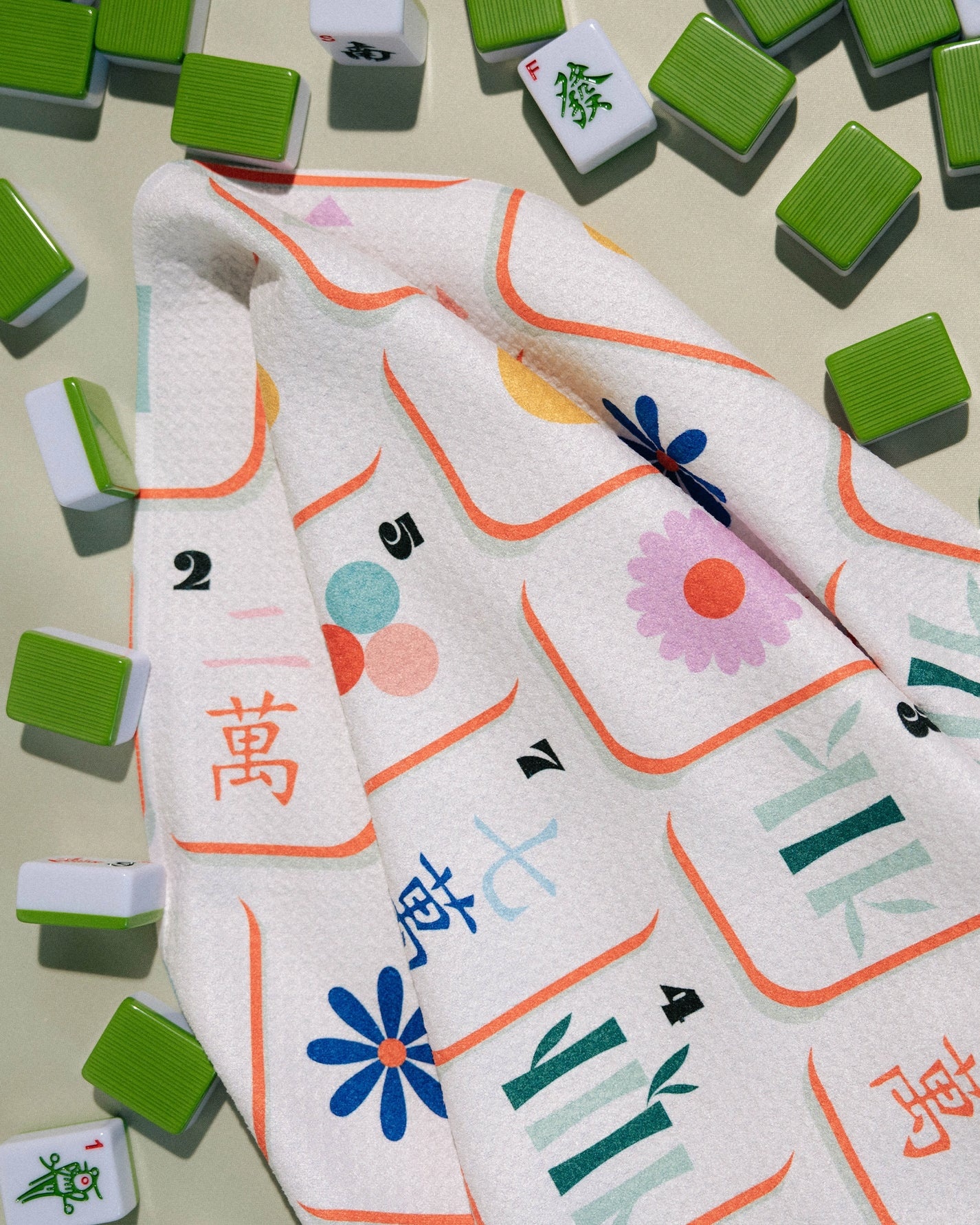 Geometry Tile Toss Tea Towel-Mahjong