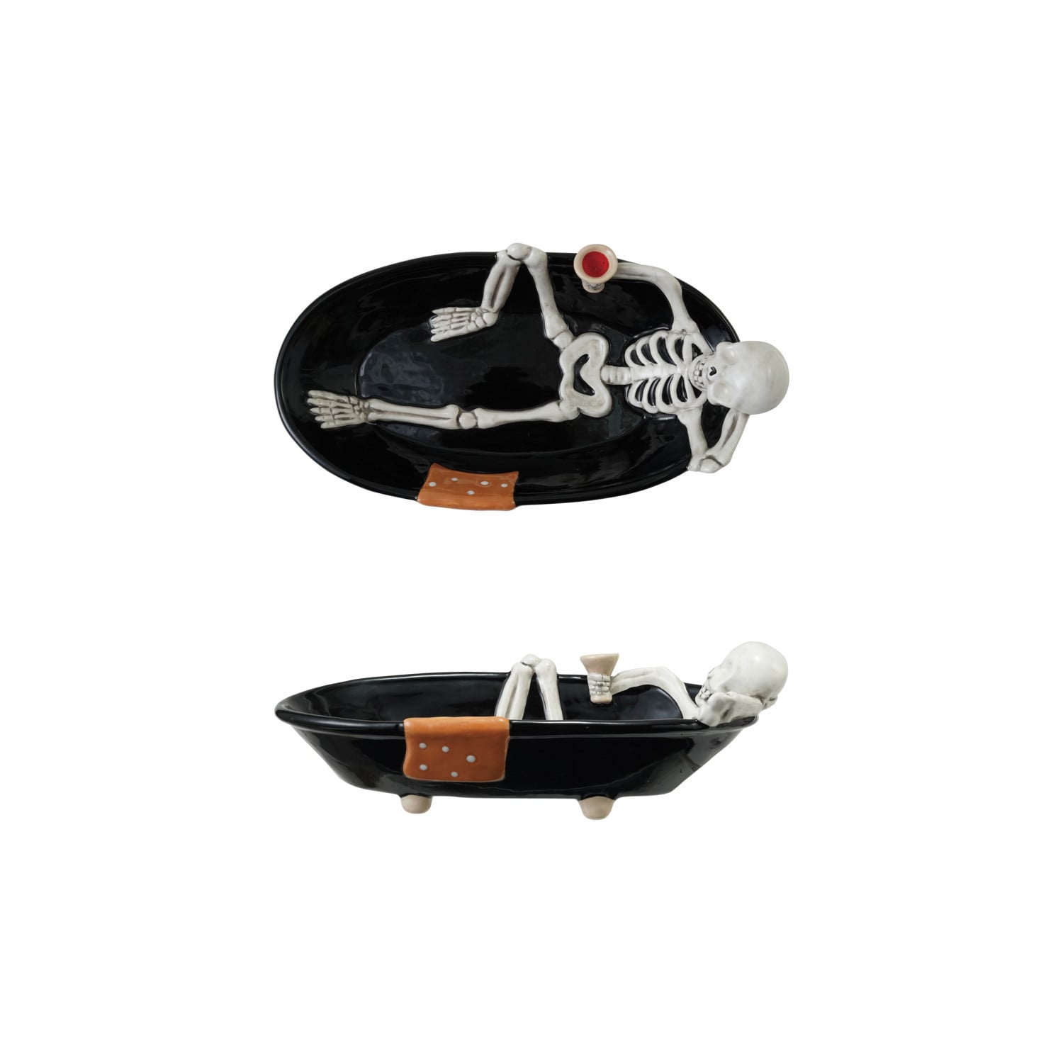 Ceremic Skelton in Tub Bowl