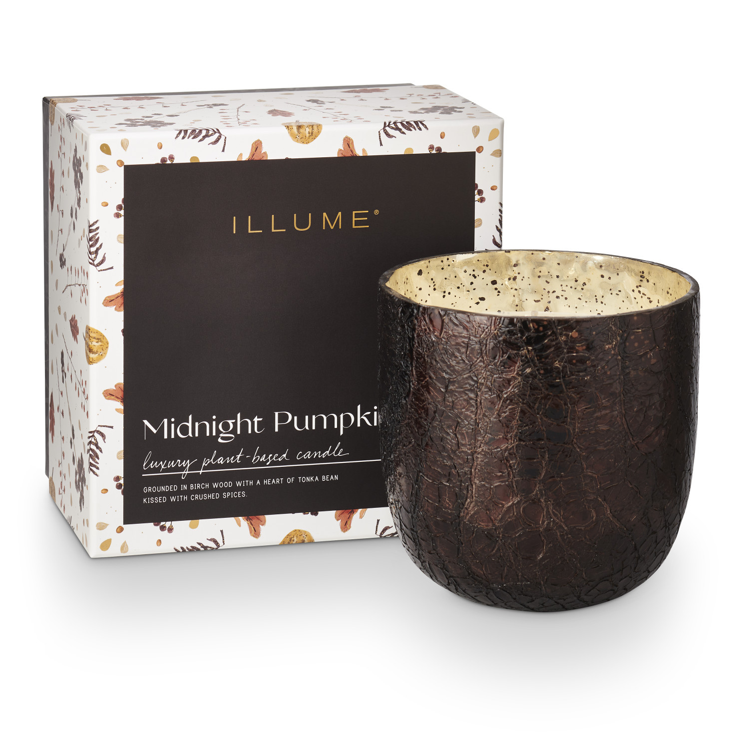 Midnight Pumpkin Large Boxed Crackle Glass Candle
