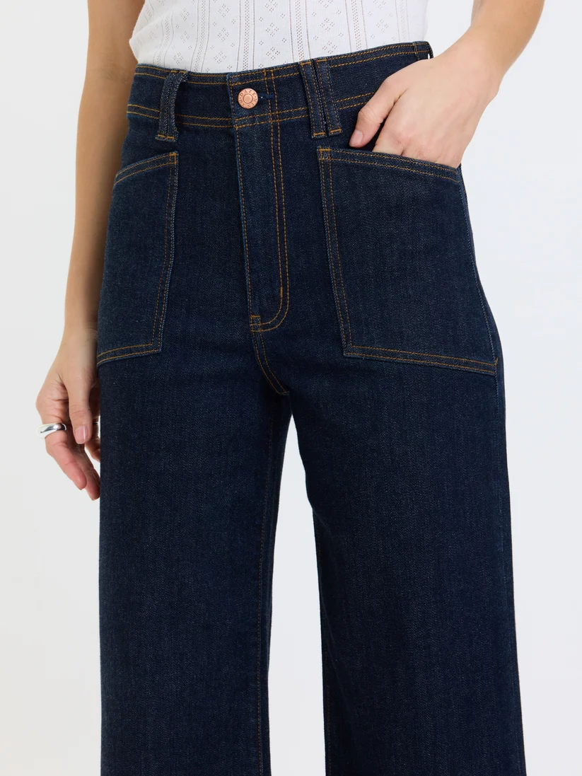 Daze Valley Girl High Rise Patch Pocket Wide Ankle