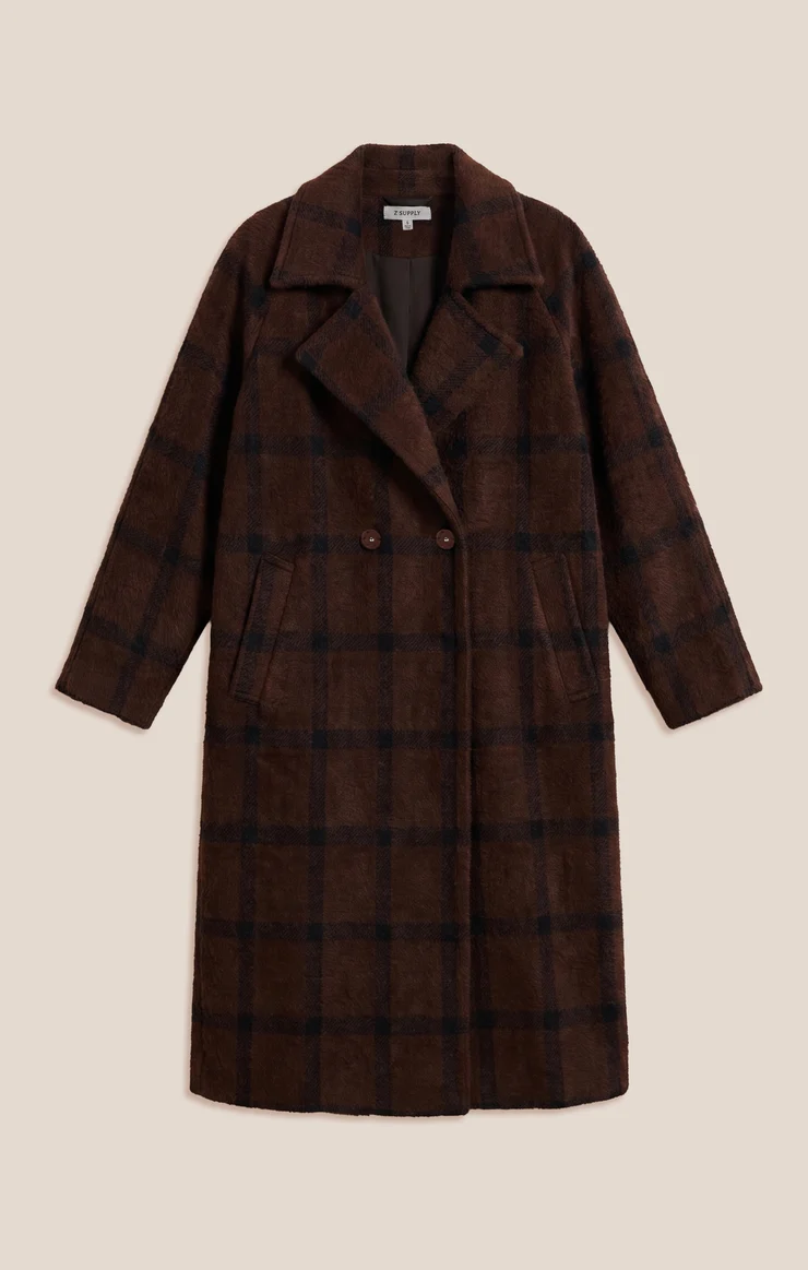 Z Supply Crosby Plaid Cocoon Coat