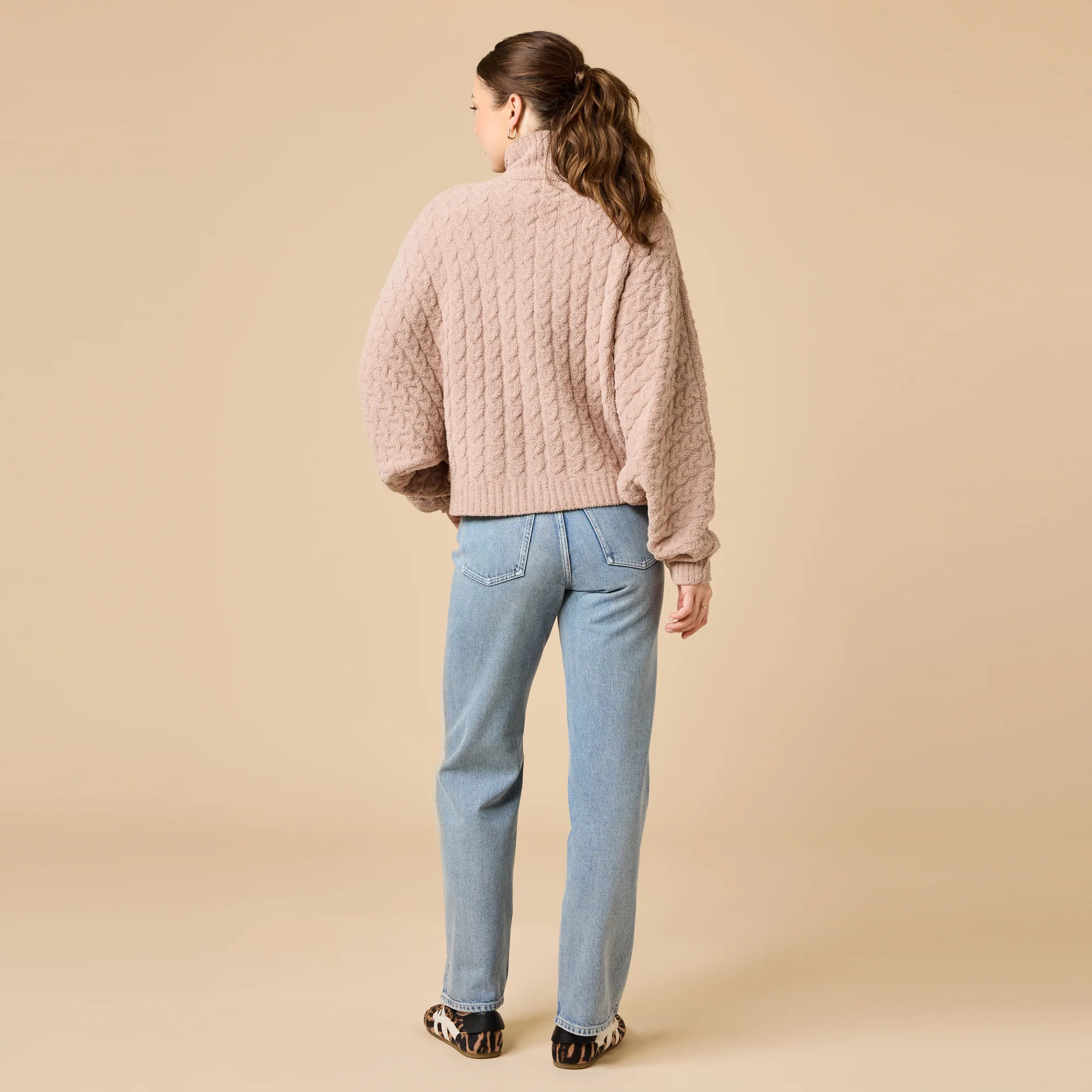 Softies Cable Knit Marshamllow Zip Jacket