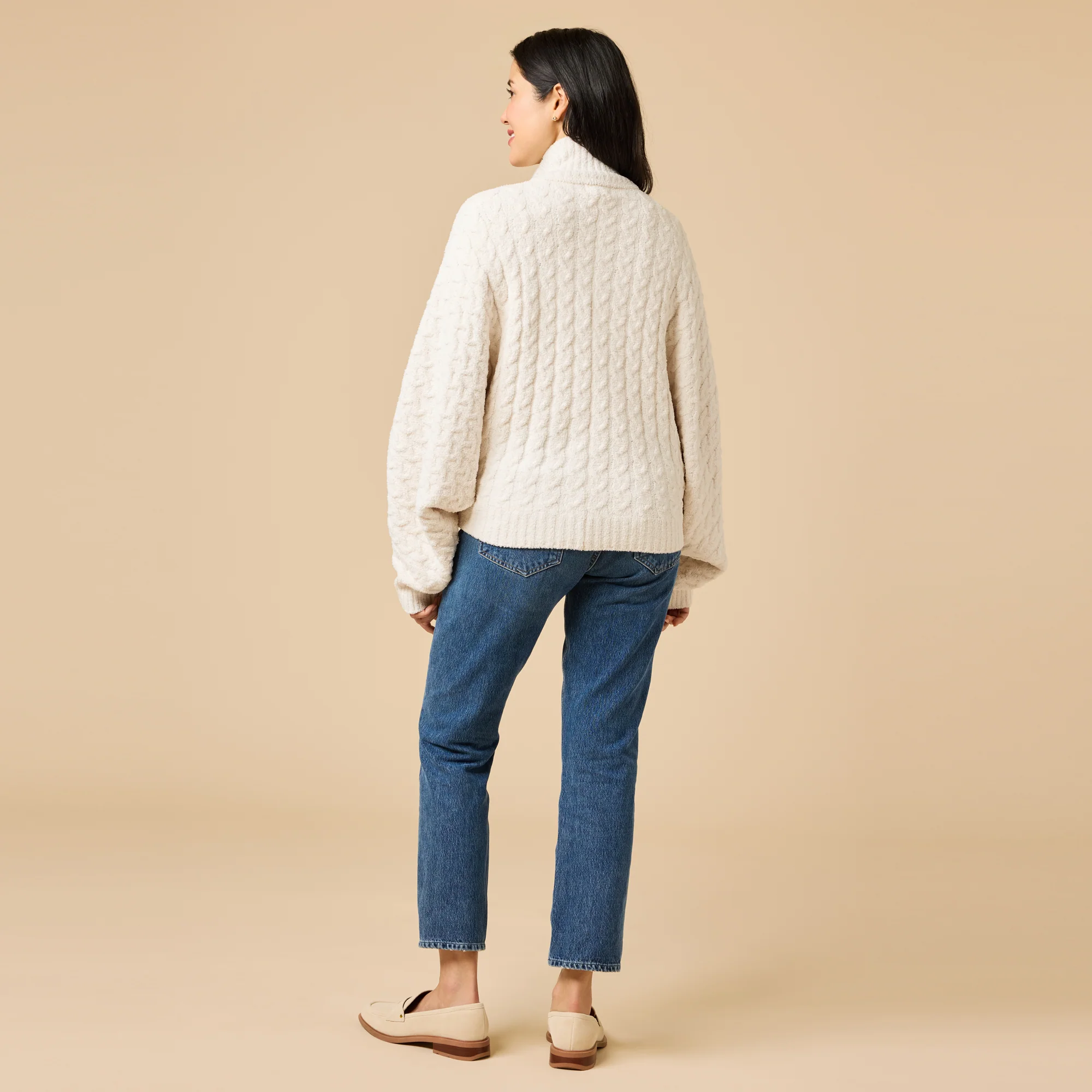 Softies Cable Knit Marshamllow Zip Jacket