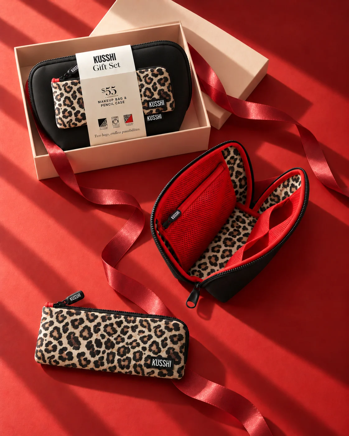 Kusshi Makeup Bag + Pencil Case Gift Set
