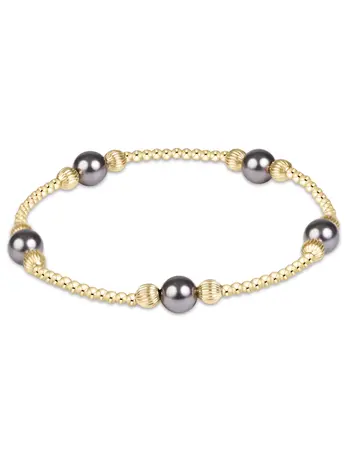 enewton Purpose Pearl Dark Grey 6mm Dignity Gold Bracelet