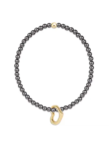 enewton Classic Pearl Dark Grey 3mm Bracelet-Love Gold Charm