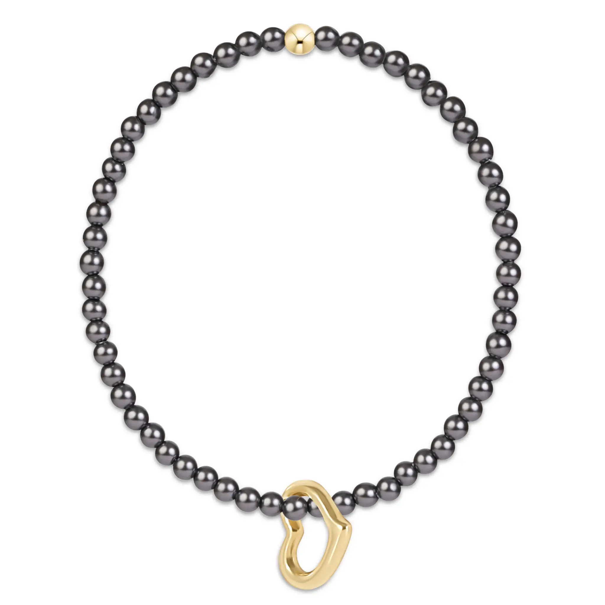enewton Classic Pearl Dark Grey 3mm Bracelet-Love Gold Charm