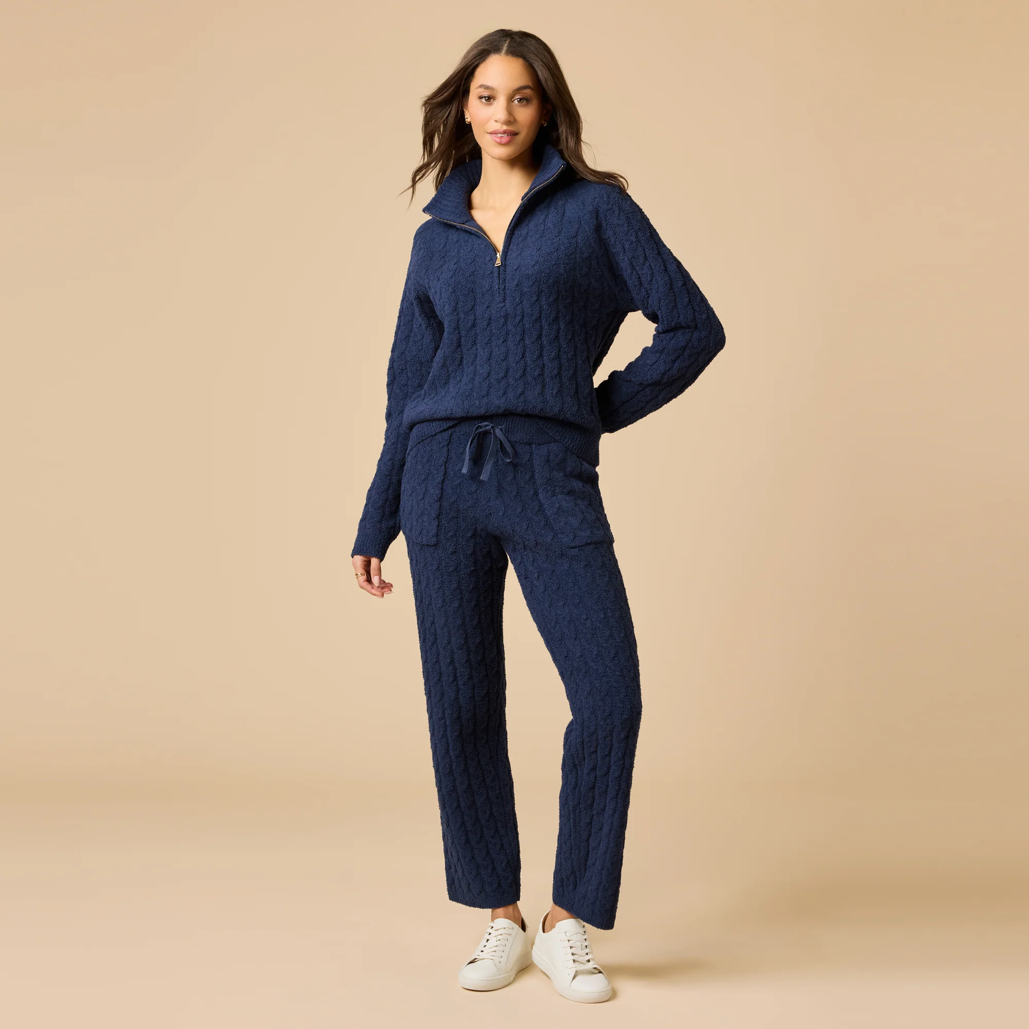 Softies Cable Knit Marshmallow 1/2 Zip w/Pant
