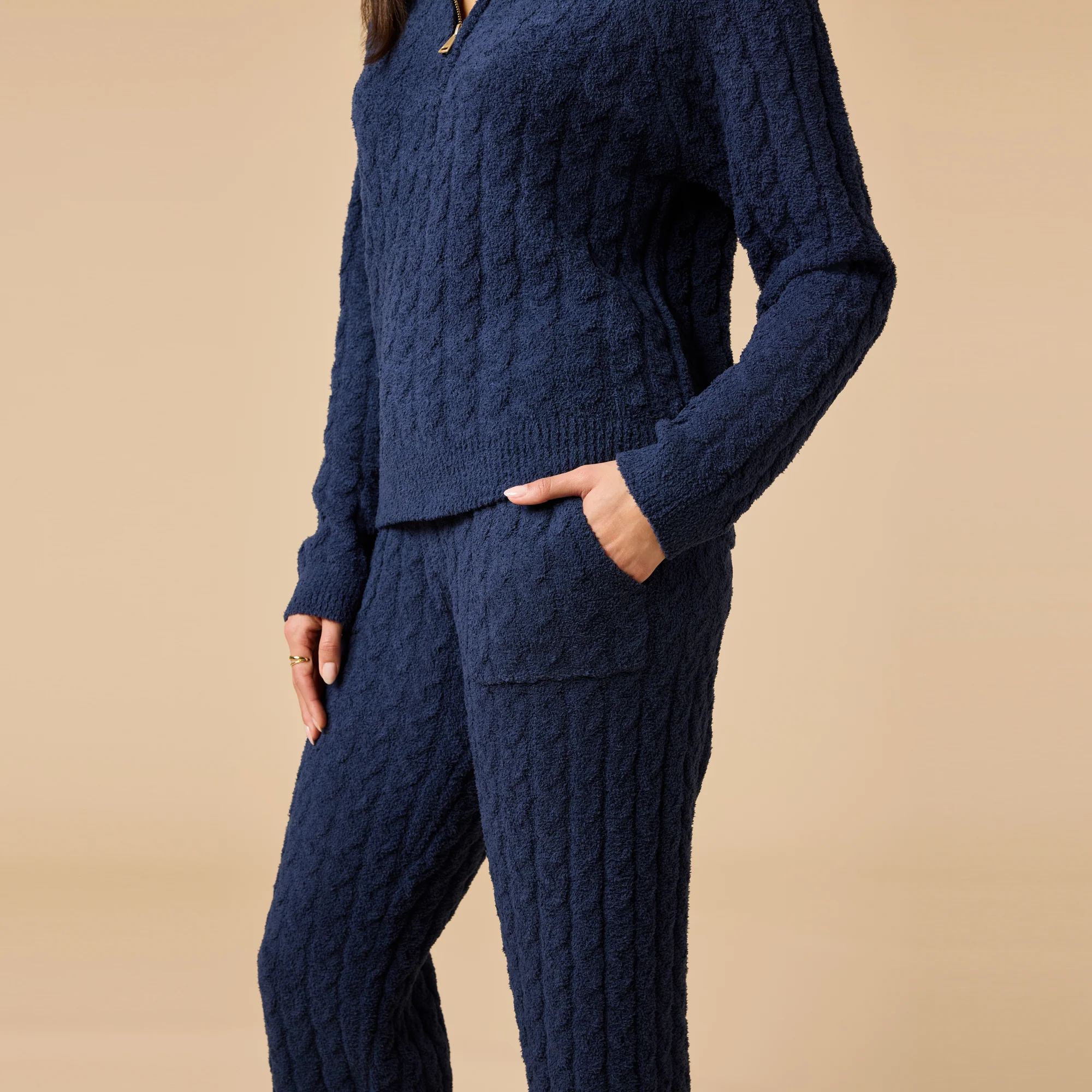 Softies Cable Knit Marshmallow 1/2 Zip w/Pant