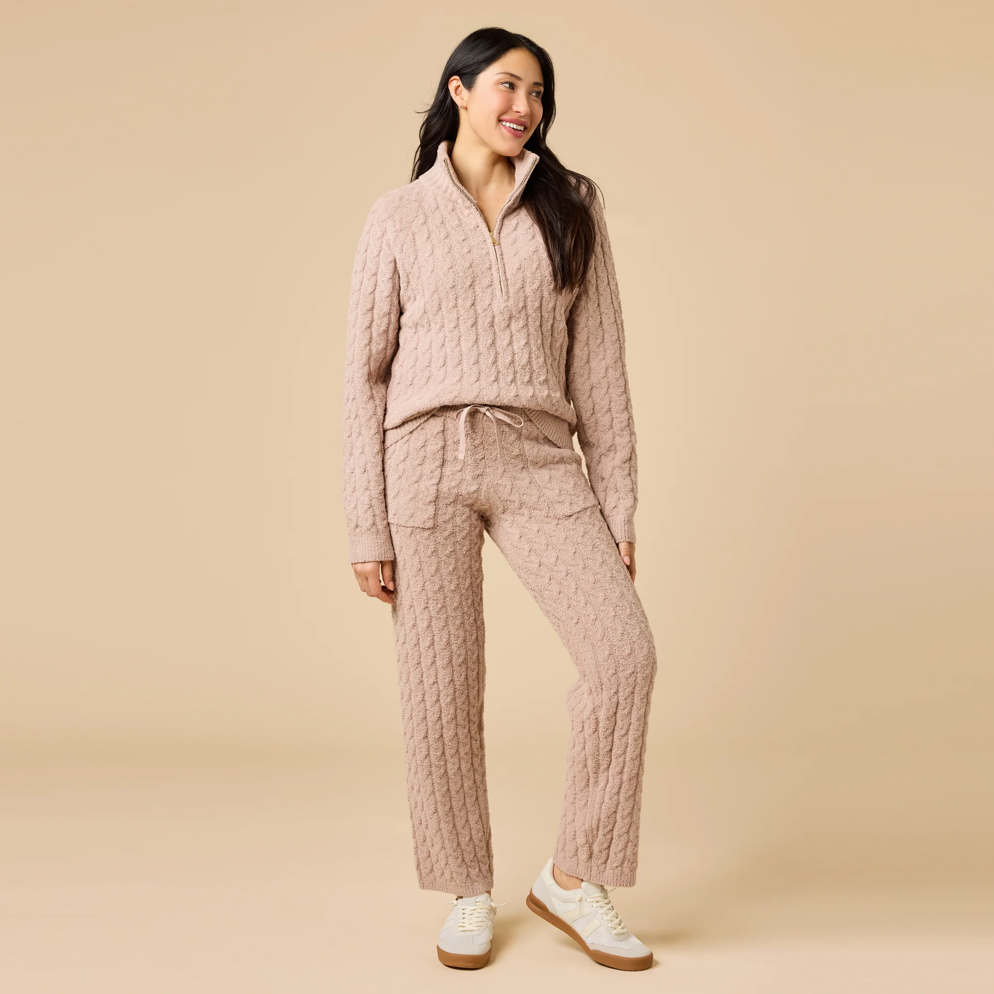Softies Cable Knit Marshmallow 1/2 Zip w/Pant