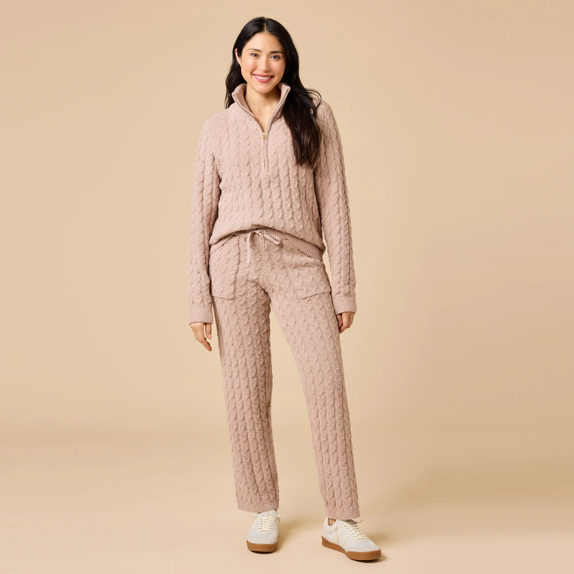 Softies Cable Knit Marshmallow 1/2 Zip w/Pant
