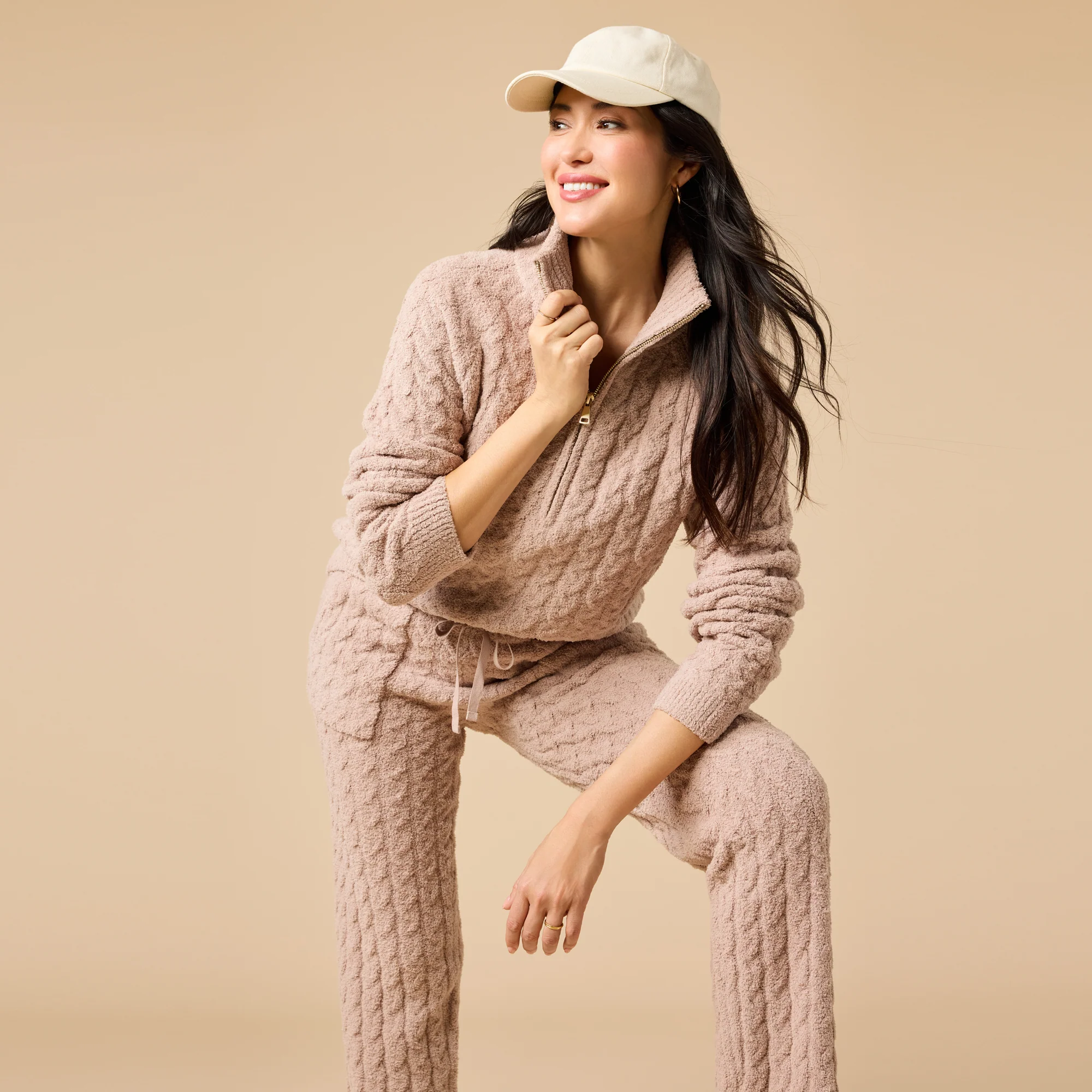 Softies Cable Knit Marshmallow 1/2 Zip w/Pant