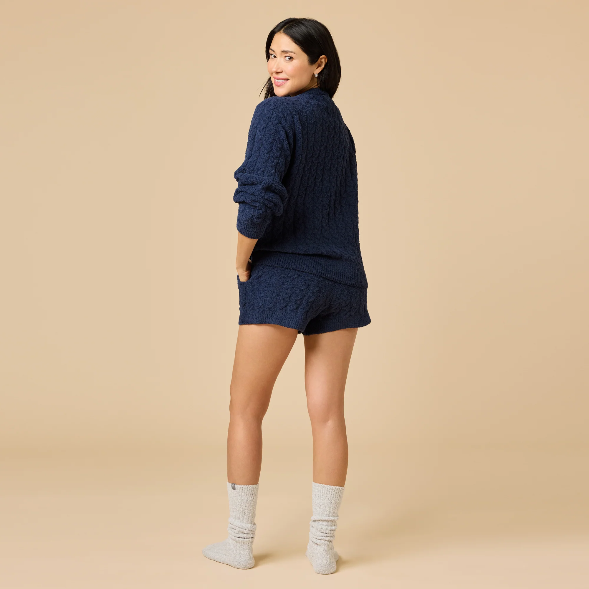 Softies Cable Knit Marshmallow Crew Neck Shorty