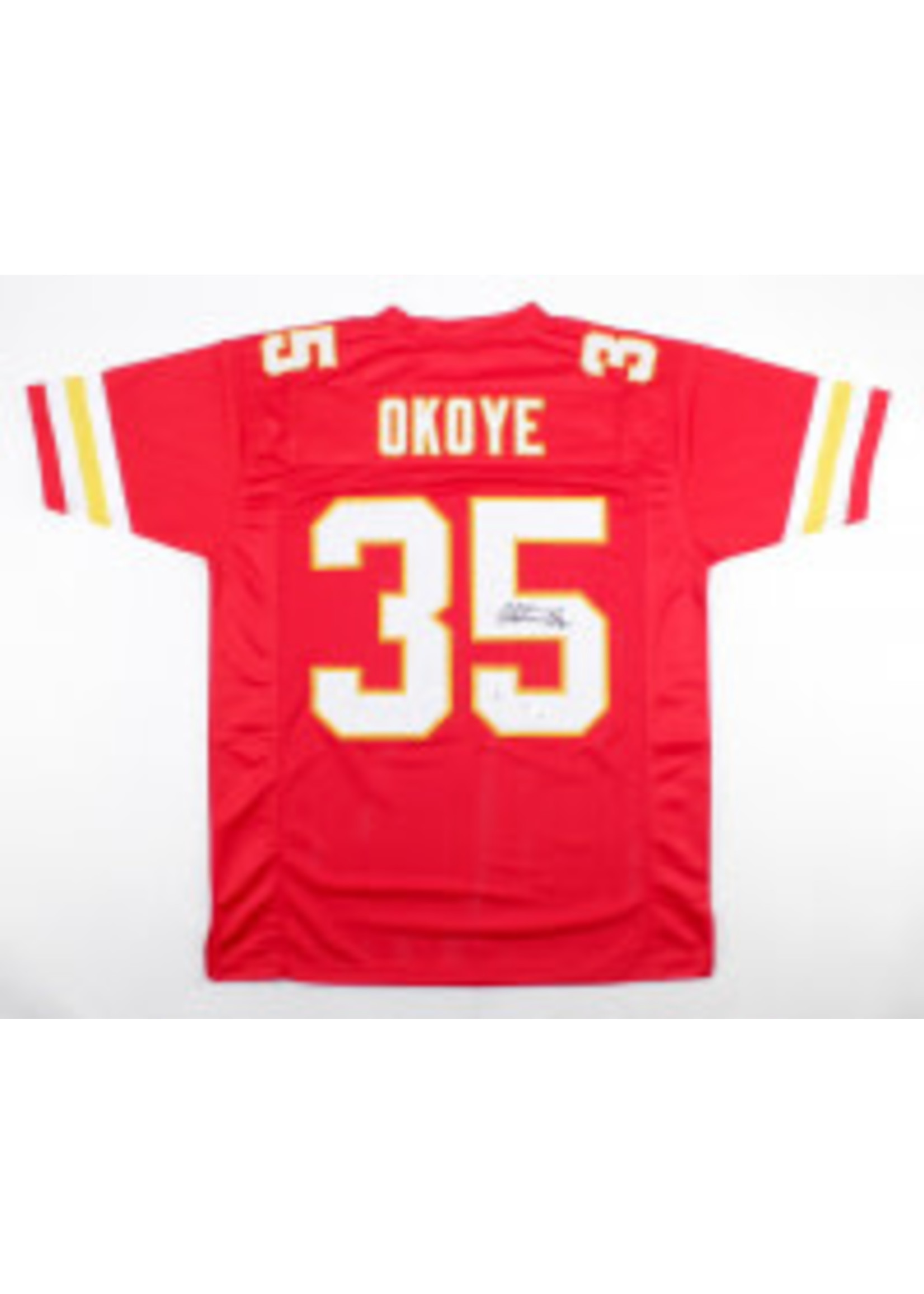 Christian Okoye Signed Kansas City Chiefs White Jersey (JSA COA) Running  Back