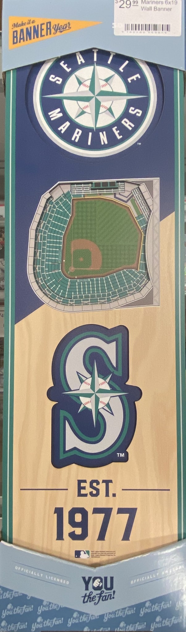 Mariners Stadium Rafter Banners Mariners 6x19 Wall Banner - Man Cave Memorabilia