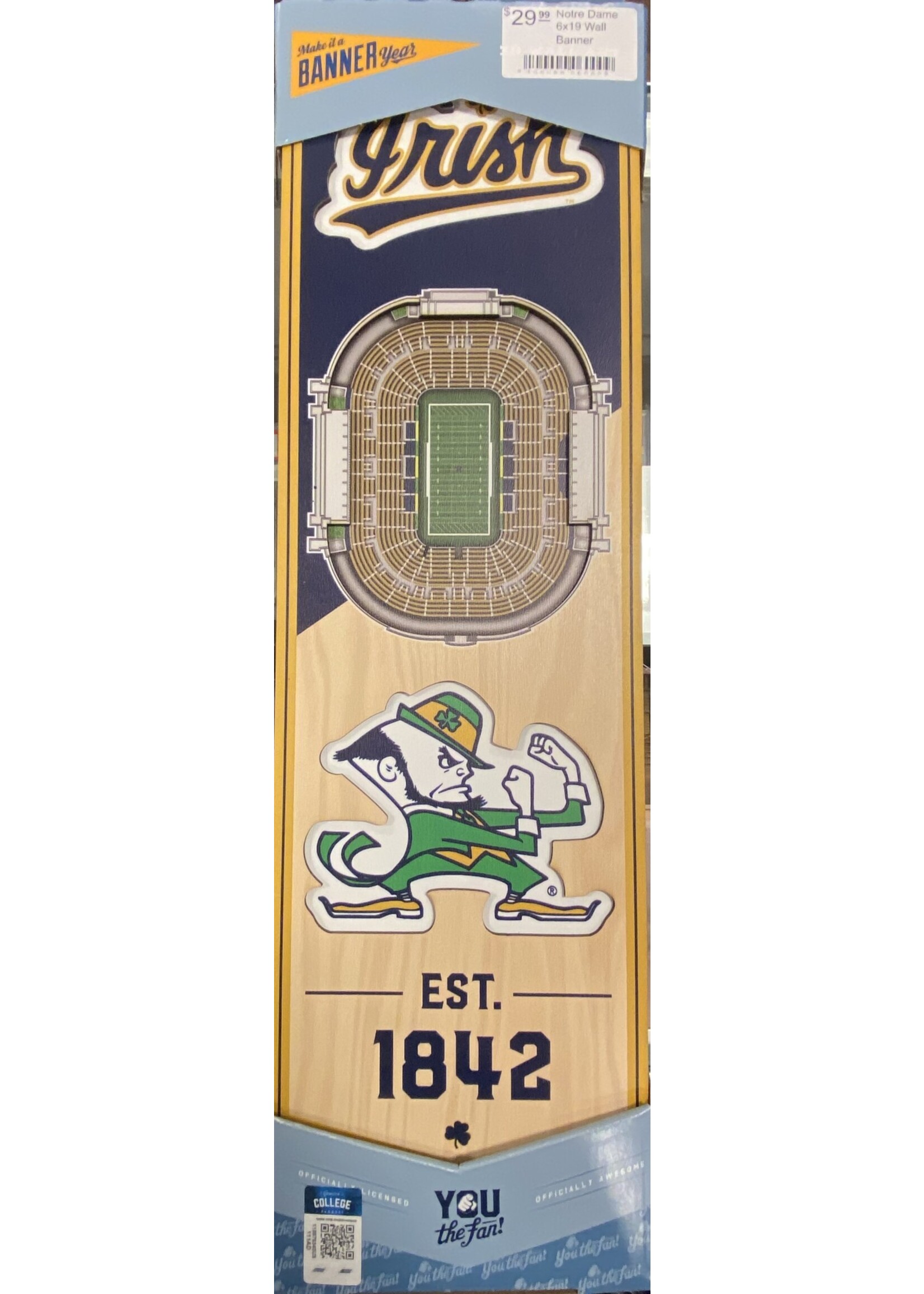 Notre Dame 6x19 Wall Banner