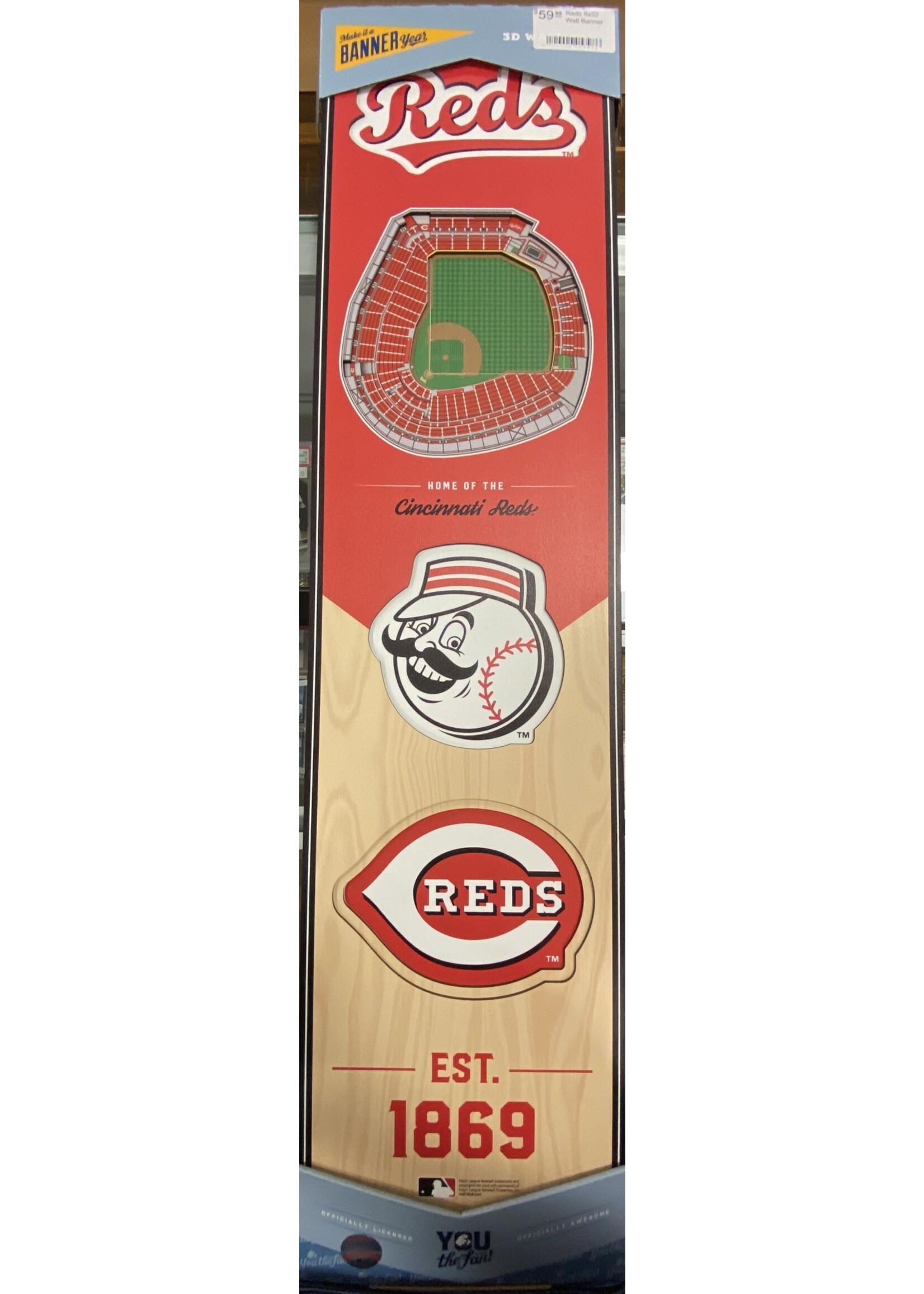 You The Fan Reds 8x32 Wall Banner