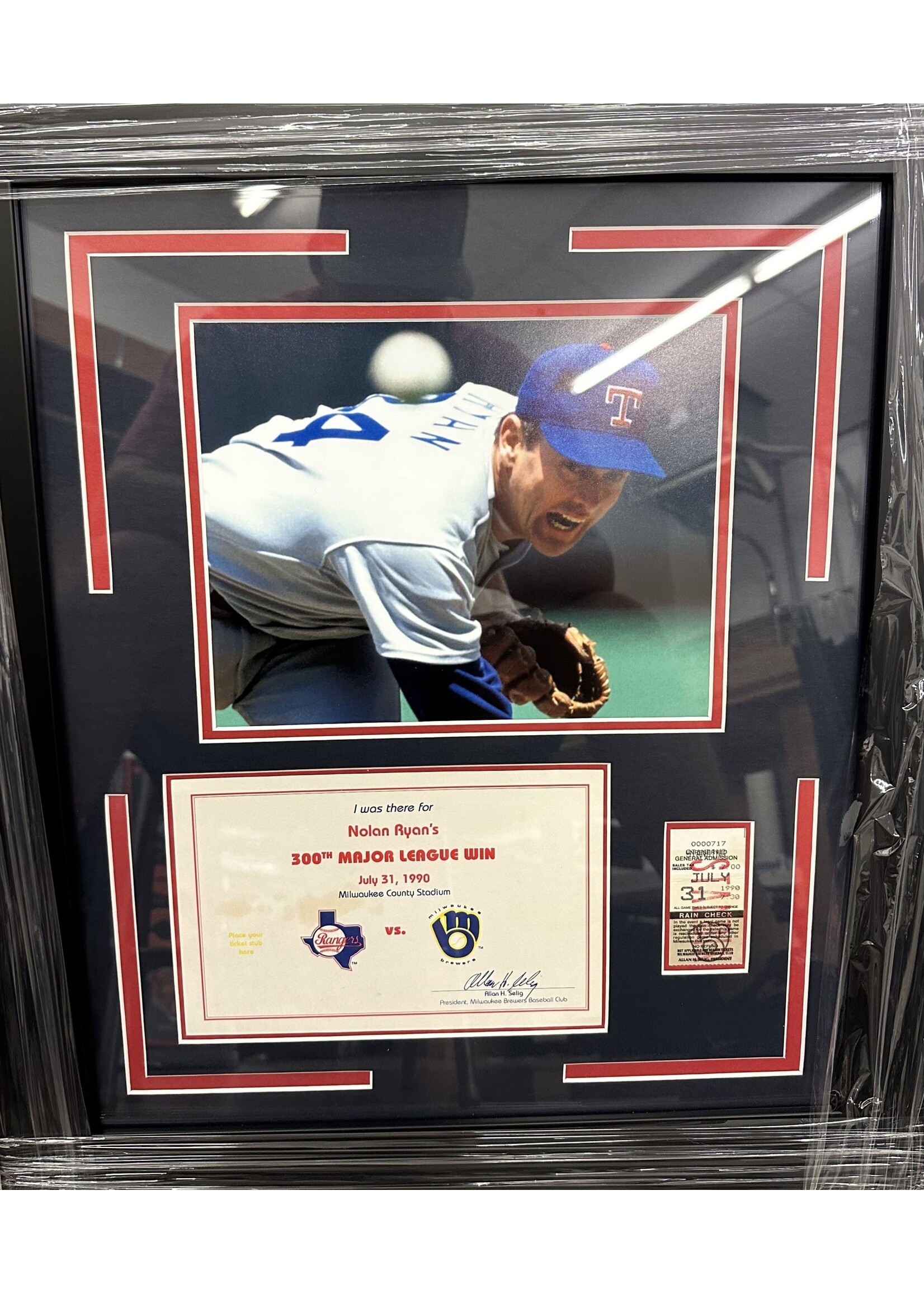 Picture Nolan Ryan 300th Win Ticket
