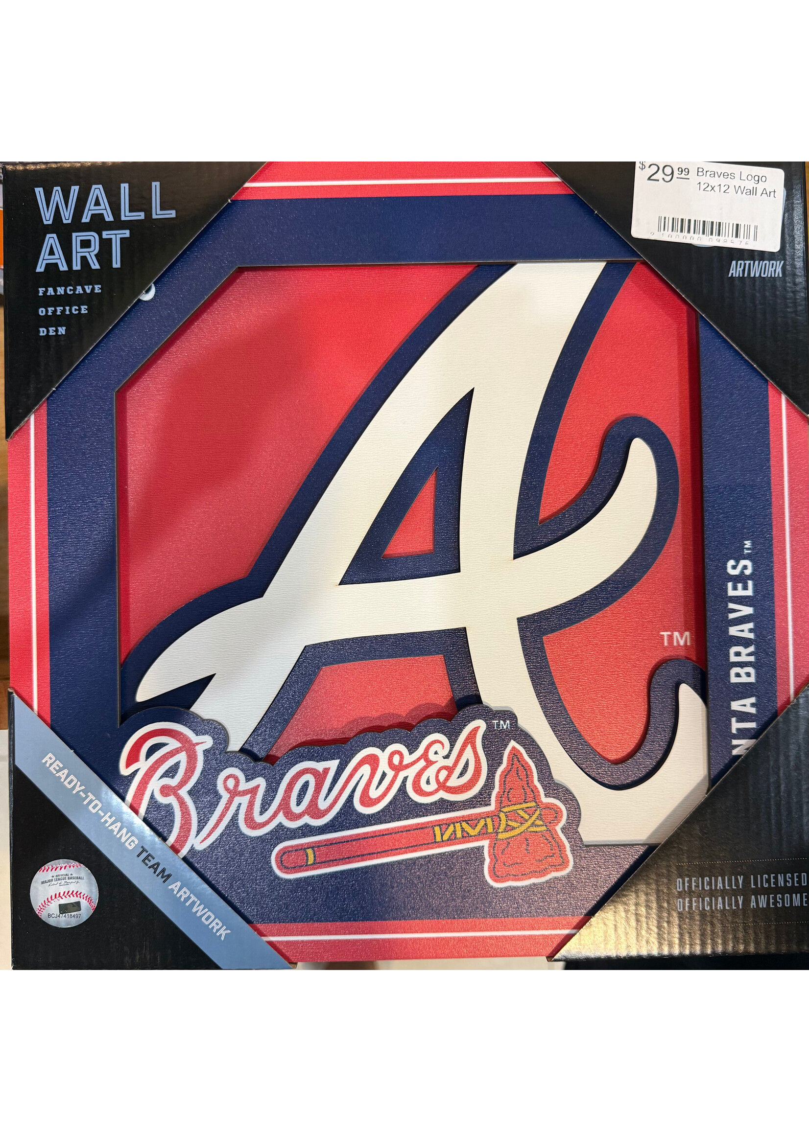 You The Fan Braves Logo 12x12 Wall Art