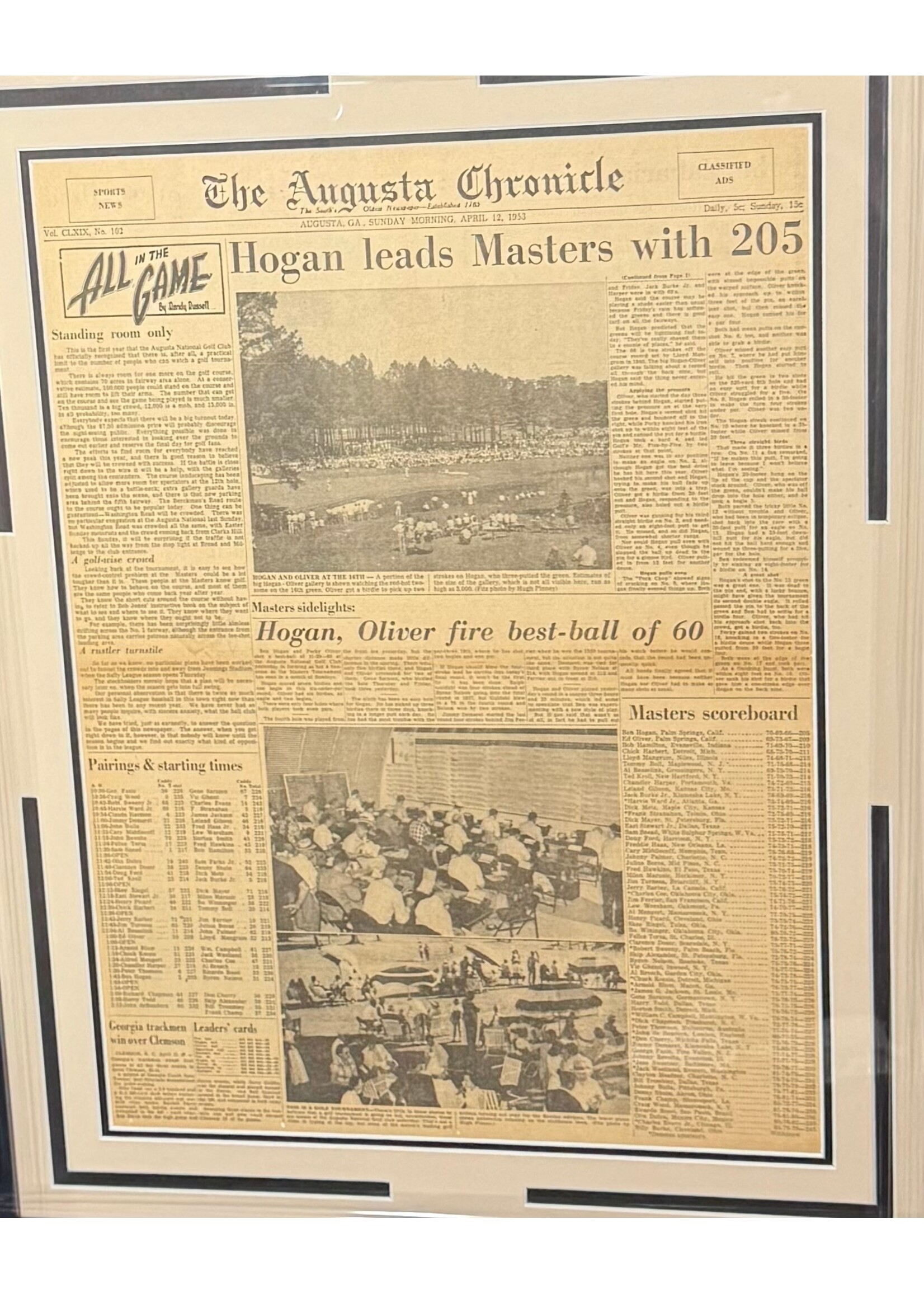 Picture 1953 Masters Newspaper