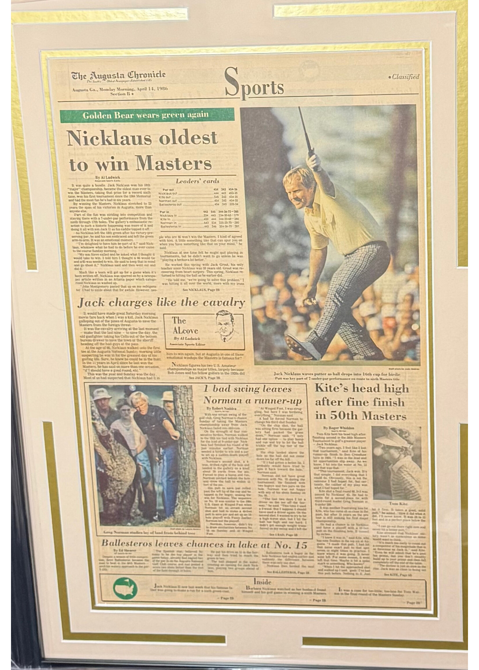 Picture 1986 Masters Newspaper