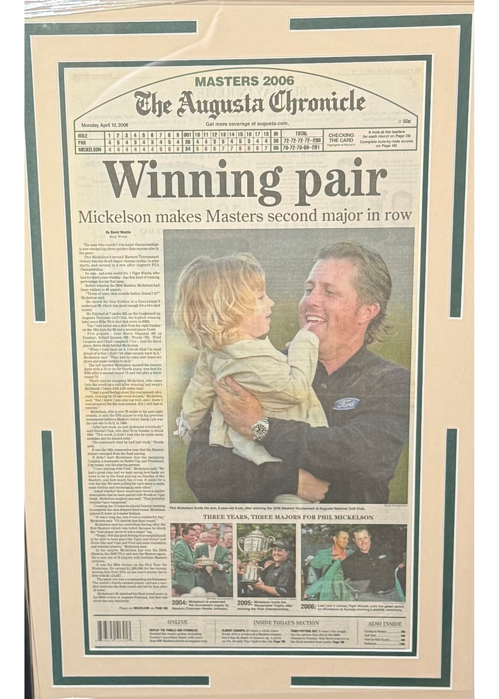 Picture 2006 Masters Newspaper Phil Mickelson