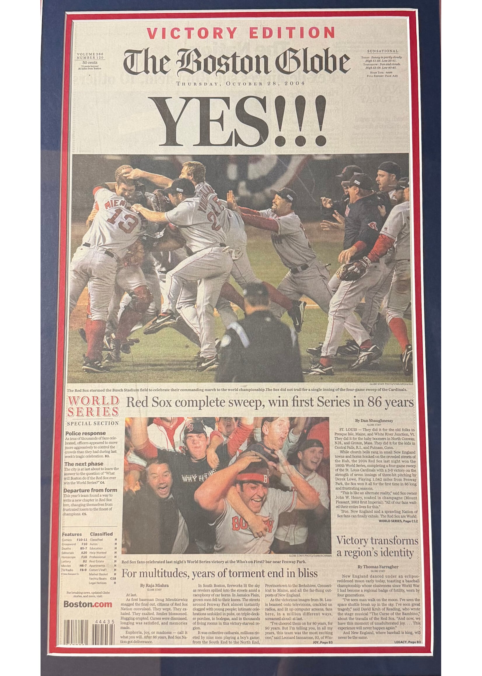 Picture Red Sox Yes Newspaper