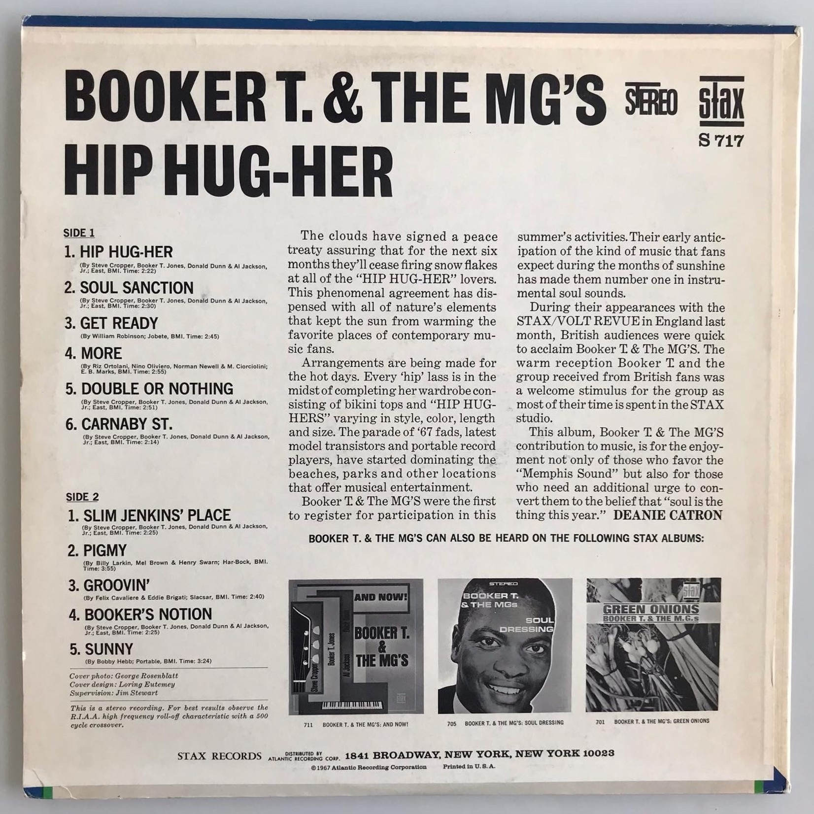 Booker T.  & The MG's - Hip Hug-Her - Vinyl LP (USED)