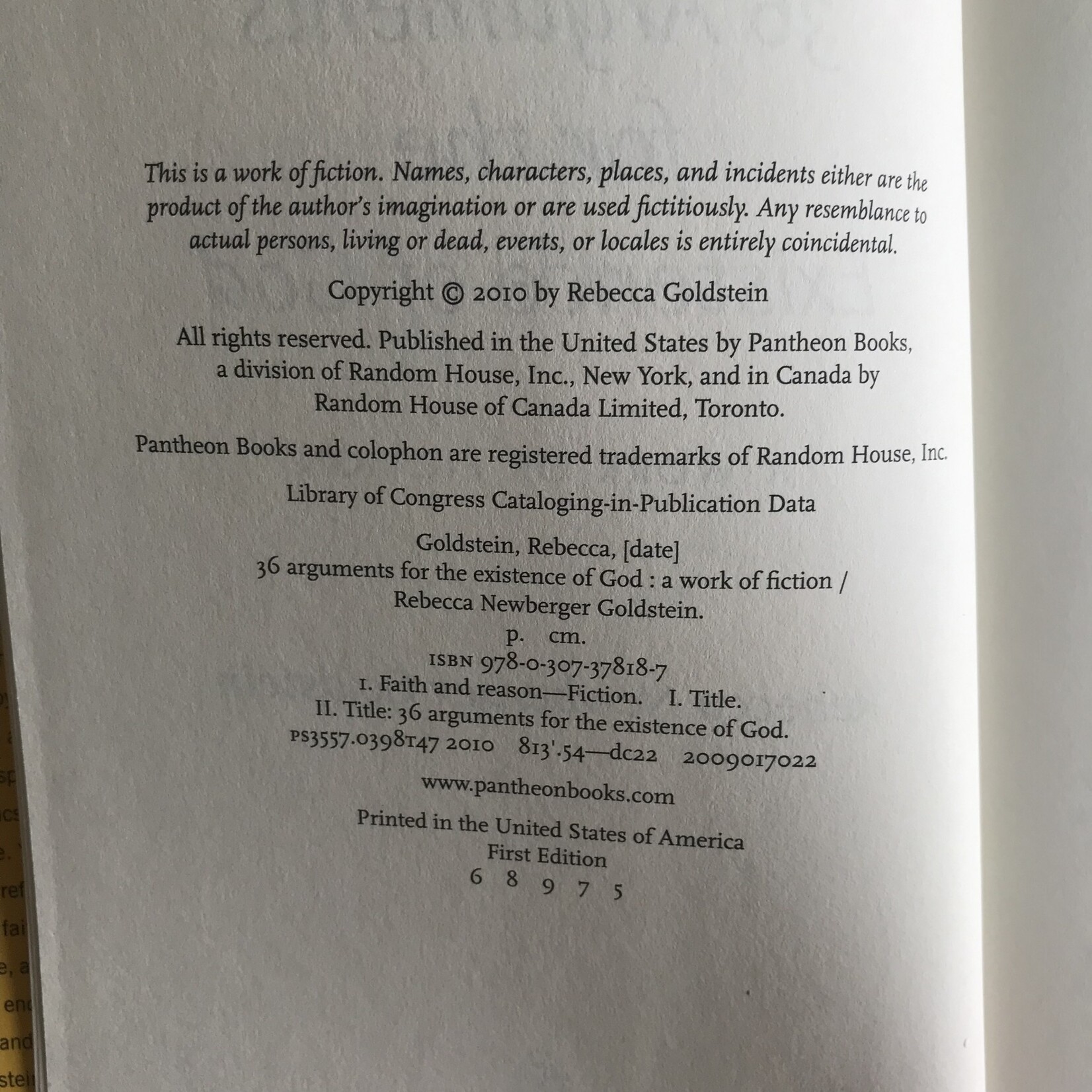 Rebecca Newberger Goldstein - 36 Arguments For The Existence Of God - Hardback (USED)