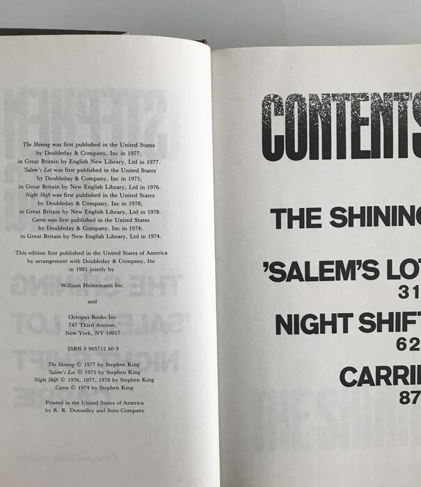 Stephen King - Omnibus: The Shining/'Salem's Lot/Night Shift/Carrie - Hardback (USED)