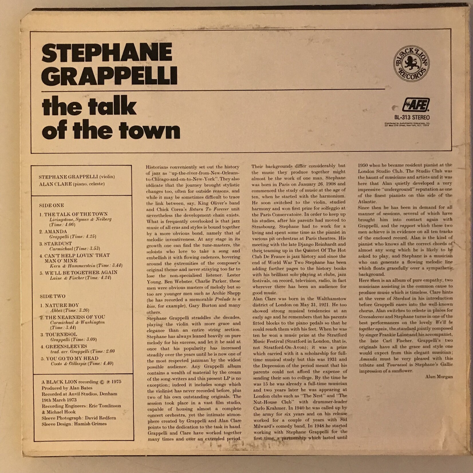 Stephane Grappelli - The Talk Of The Town  - Vinyl LP (USED)