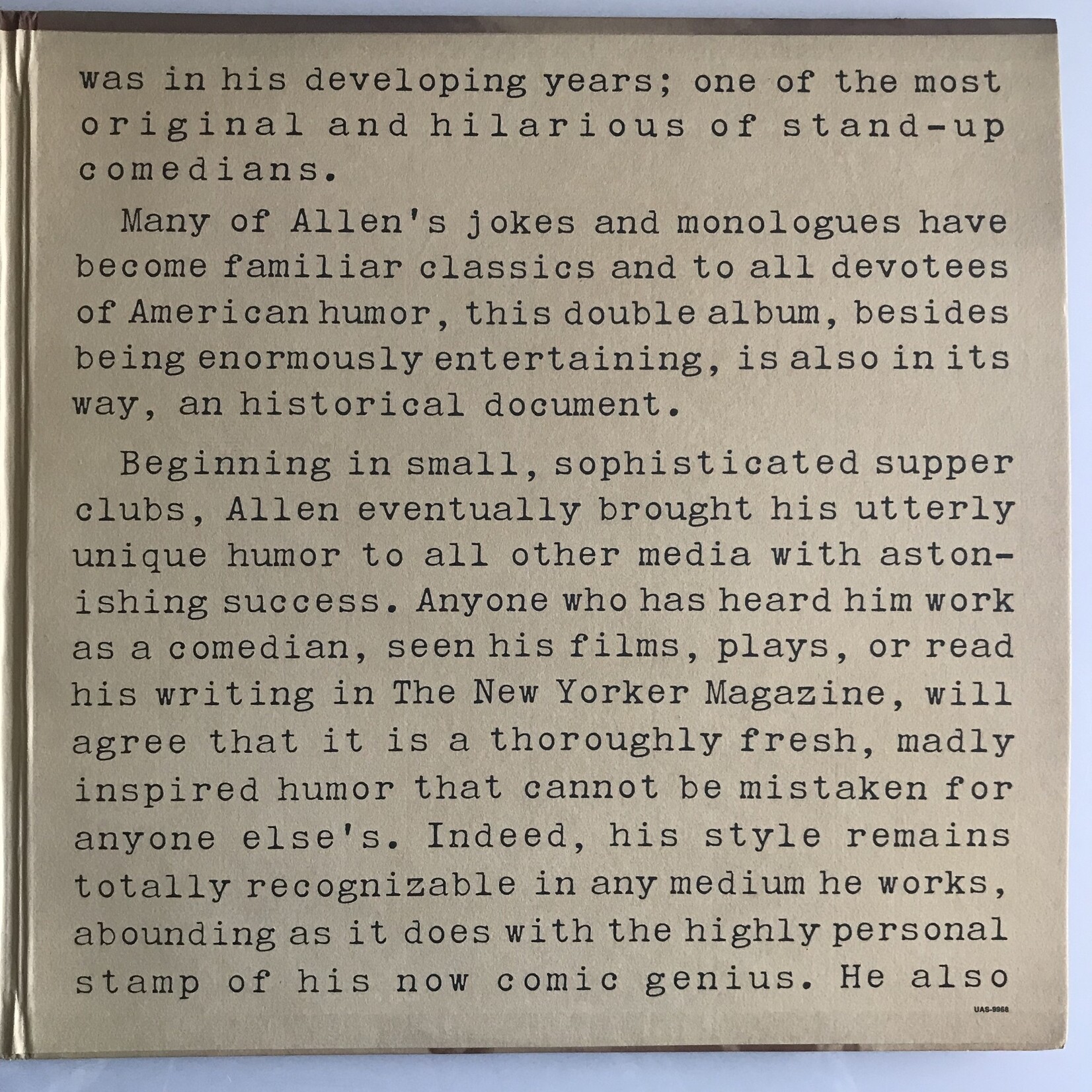 Woody Allen - The Night Club Years 1964-1968 - Vinyl LP (USED)