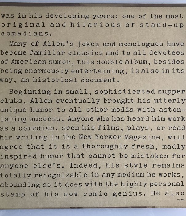 Woody Allen - The Night Club Years 1964-1968 - Vinyl LP (USED)