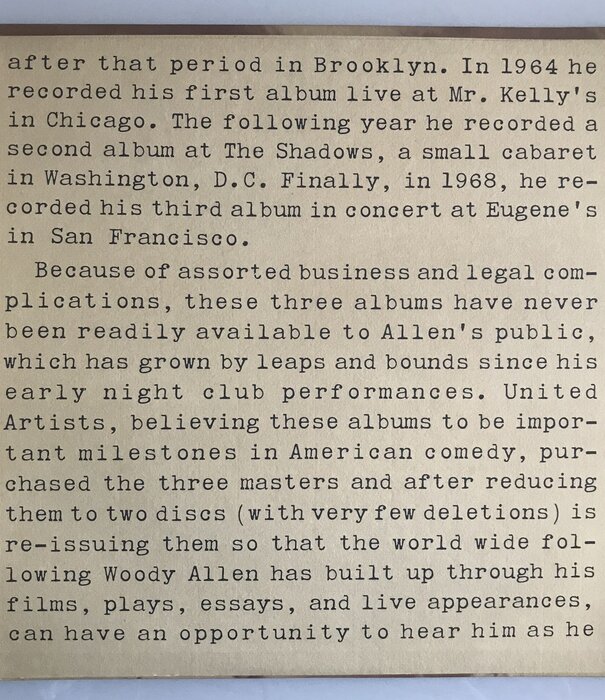 Woody Allen - The Night Club Years 1964-1968 - Vinyl LP (USED)