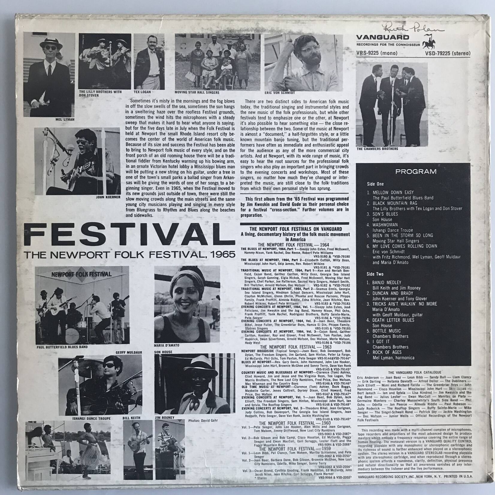 Various - Festival: The Newport Folk Festival/1965 - Vinyl LP (USED)