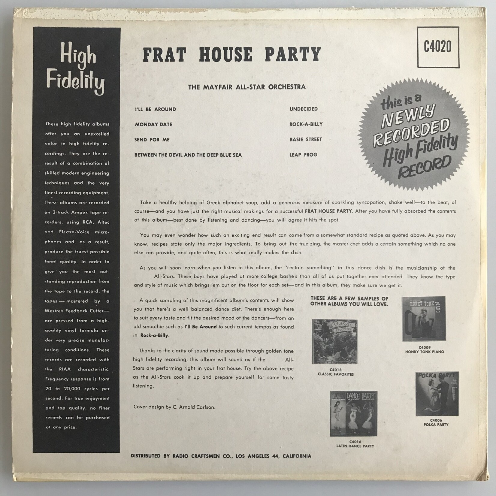 Mayfair All-Star Orchestra - Frat House Party - Vinyl LP (USED)